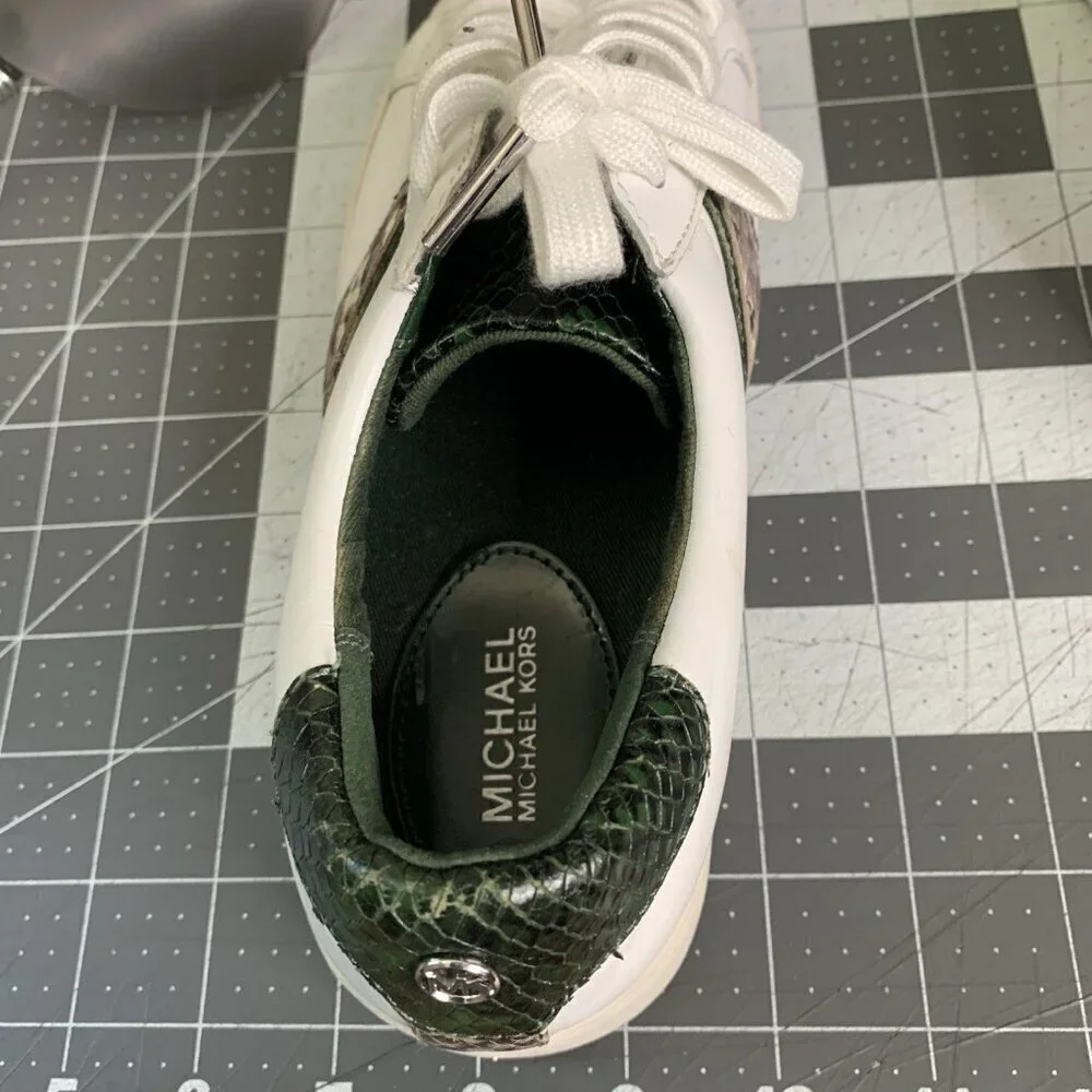 Michael Kors Sneakers Womens Size 6.5 Irving Stripe Lace Up Python Shoes White